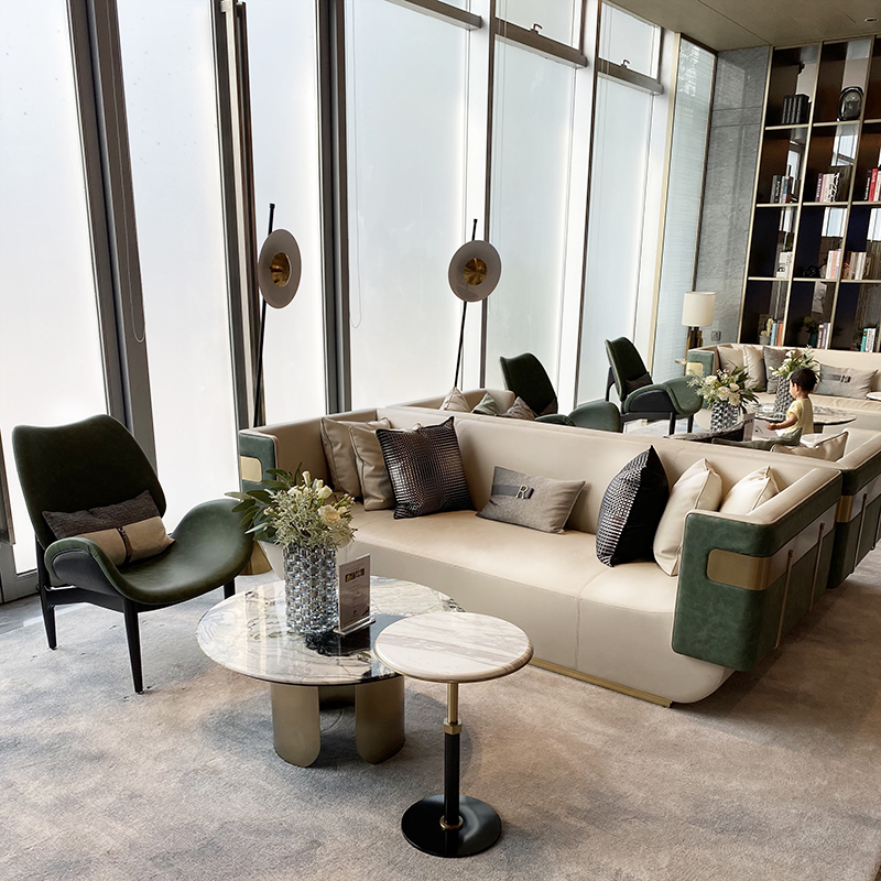 Sales Office Sofa Hotel Lobby Negotiation Table and Chair Combination Light Luxury Simple Beauty Salon Reception Furniture Customization