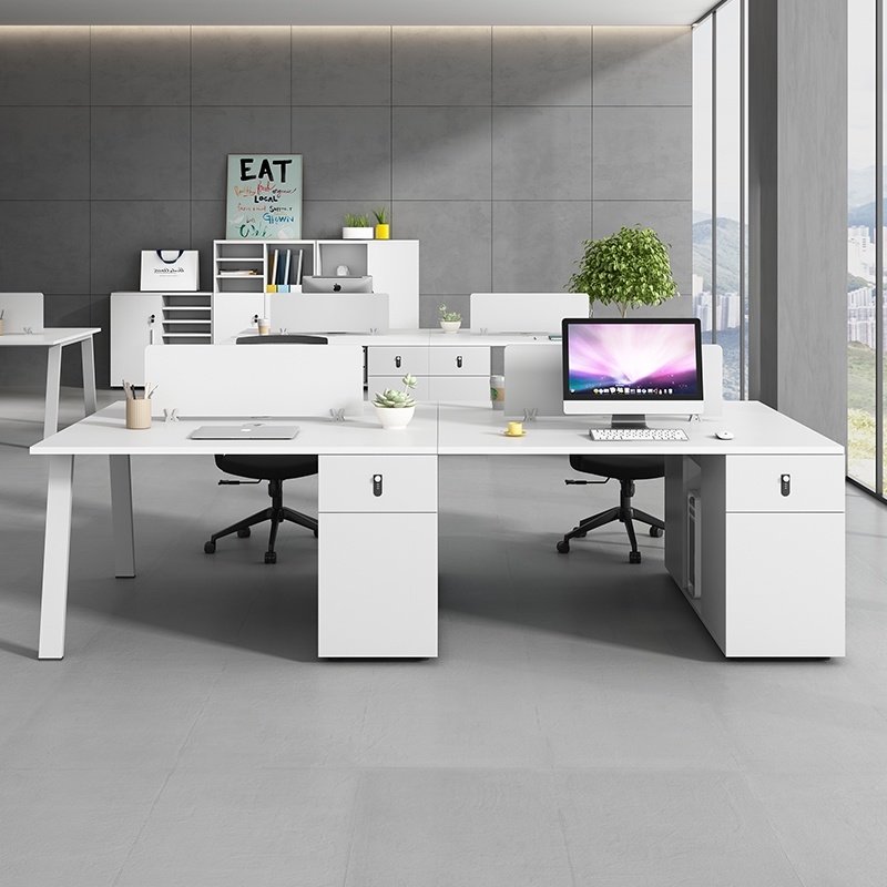 Chengdu Staff Desk Brief Brief Modern 2 4 6 People White Station Screen Partition Office Table And Chairs Combination