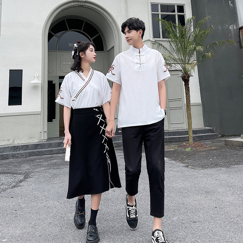Xia Phi ancient style couple dress summer dress 2021 new retro Chinese style improved Hanfu student class suit suit