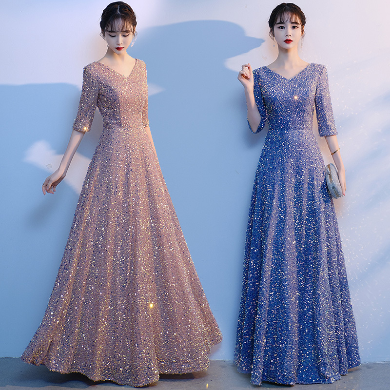 Choir Performance Clothing, Women's Long Skirt, Elegant Sequined Poetry Recitation Performance Clothing, Adult Singing Red Song Chorus Dress