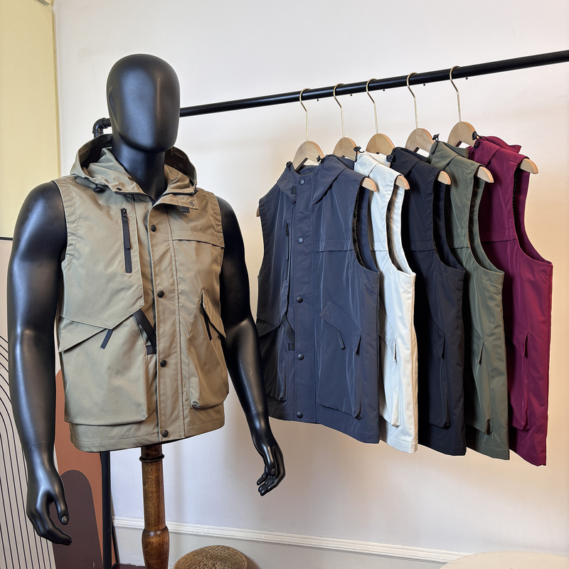 Workwear Style Multi-Pocket Outdoor Men's Autumn Hooded Fishing Photography Vest Sports Casual Vest Trendy