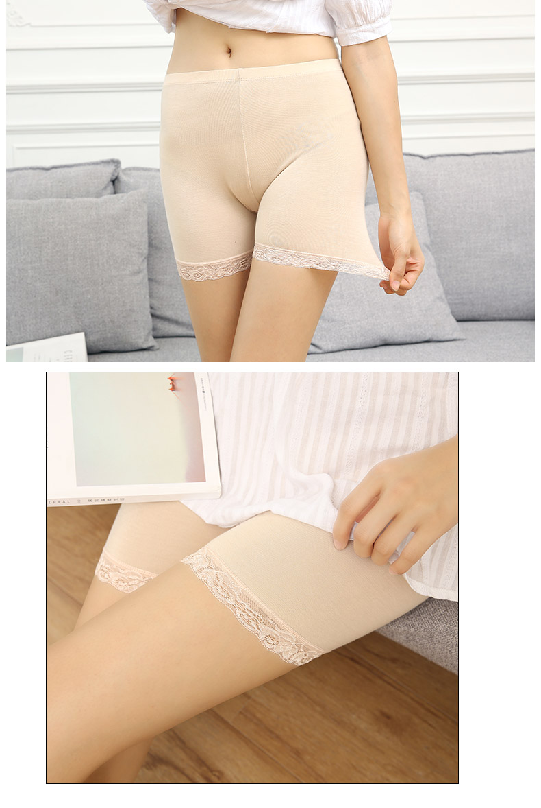 Quần an toàn chống ánh sáng mùa hè xà cạp nữ bên trong và bên ngoài mặc quần short bảo hiểm quần ren ren lớn không có phần mỏng thiết kế thời trang nữ