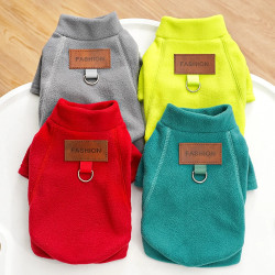 Pet Dog and Cat Clothing Cross-Border Trade Supplies Autumn and Winter Base Layer Shirt for Outdoor Wear with Leash Attachment for Teddy, Bichon, French Bulldog