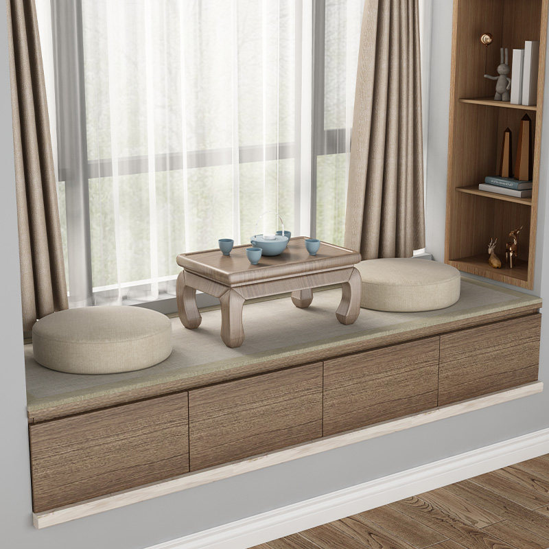 Solid wood bay window cabinet balcony storage cabinet window sill drawer floor cabinet storage low cabinet locker floor cabinet can be customized