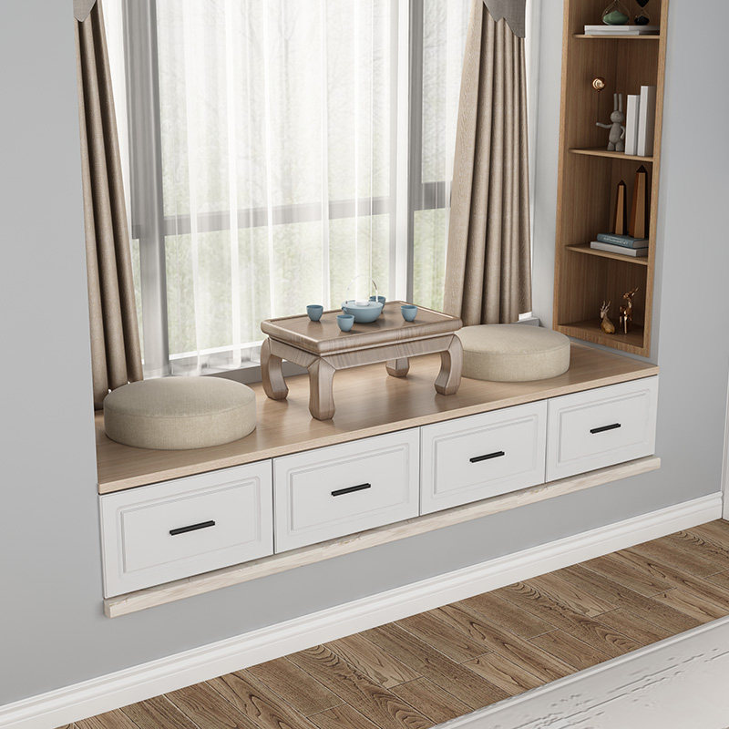 Solid wood balcony bay window cabinet storage cabinet window sill drawer floor cabinet storage low cabinet free combination floor cabinet customization