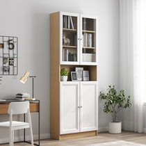 Nordic simple combination bookshelf bedroom living room simple floor one against the wall desktop bookcase solid wood shelf