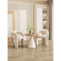 Cream ins style balcony leisure table and chairs living room simple light luxury special-shaped white sofa home coffee table small apartment