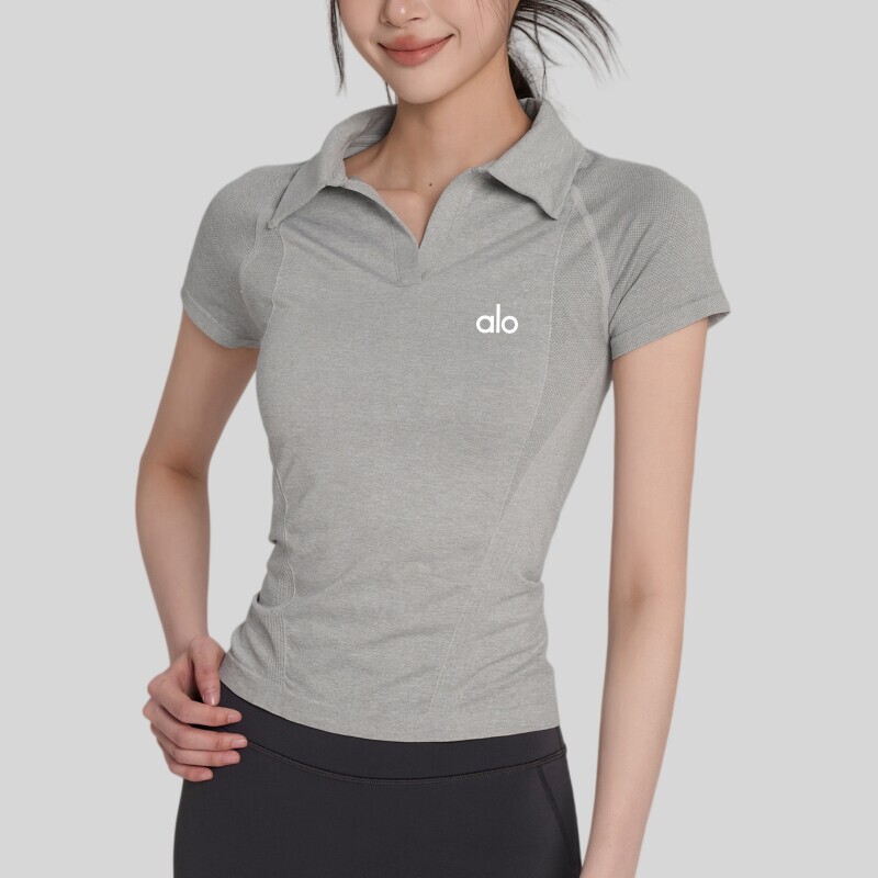 Aio New Style Lapel Polo Shirt Yoga Wear Short-Sleeved Breathable Slim-Fit Quick-Drying Tennis Sports Fitness Top