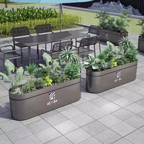 Stainless steel outdoor iron flower box combination rectangular flower pond square sales department planting box flower bed fence customization