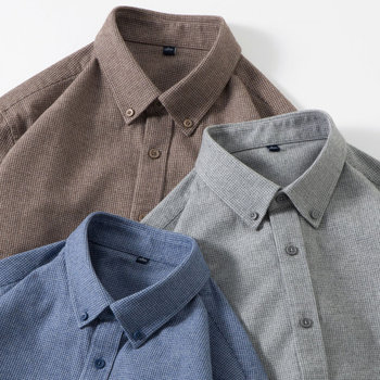 Pure cotton brushed men's shirt long sleeve spring and autumn cotton shirt