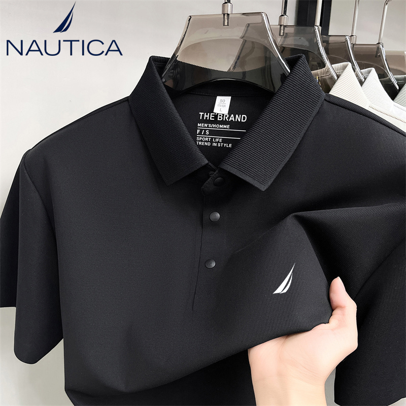 Nautica/Nautica Short-Sleeved T-Shirt Men's Summer New Style Lapel Embroidered Casual Loose Polo Shirt for Young and Middle-Aged People