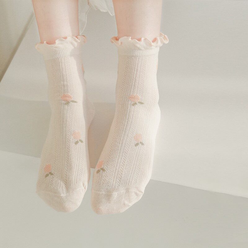 Japan Moon Socks Summer Thin style pure cotton mesh breathable suction sweating maternal postnatal Songkou Sleeping Pregnant Woman Socks Spring Autumn