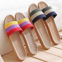 New summer linen slippers for men and women couples Xia tide home soft bottom indoor and outdoor thick bottom fashion wear sandals