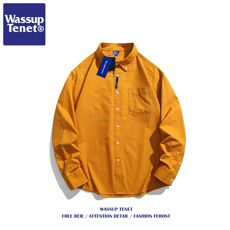 Wassup Tenet Trendy Solid Color Casual Long-Sleeve Shirt for Men, Autumn Couple Loose Versatile Jacket Top