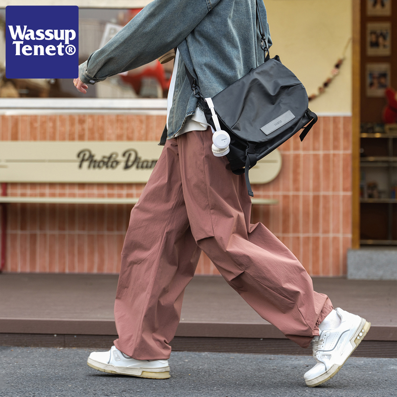 Wassup Tenet American-Style Pleated Multi-Pocket Paratrooper Cargo Pants Men's Trendy Loose Straight Casual Tactical Pants