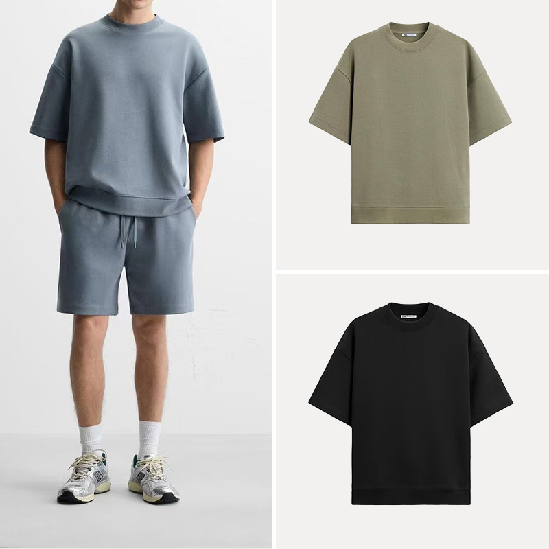Cabinet 499! Spring New Men's Clothing, Loose Double-Sided Fabric Textured Short Sleeves 0761450, Casual Shorts 0761451