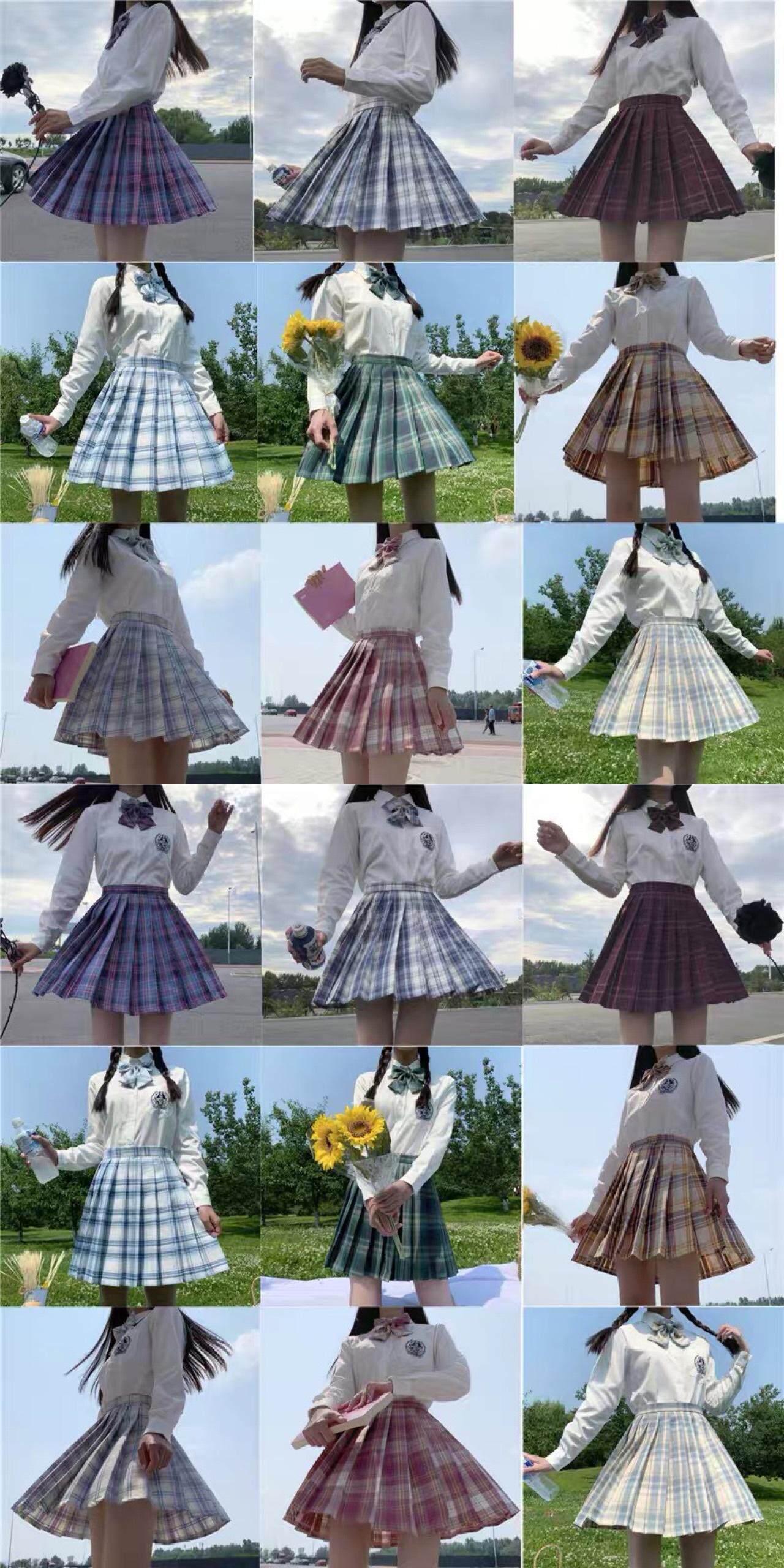 товар из китая jk制服裙正版原创秋冬百褶短裙全套半身裙学院风学生套装格裙女夏
