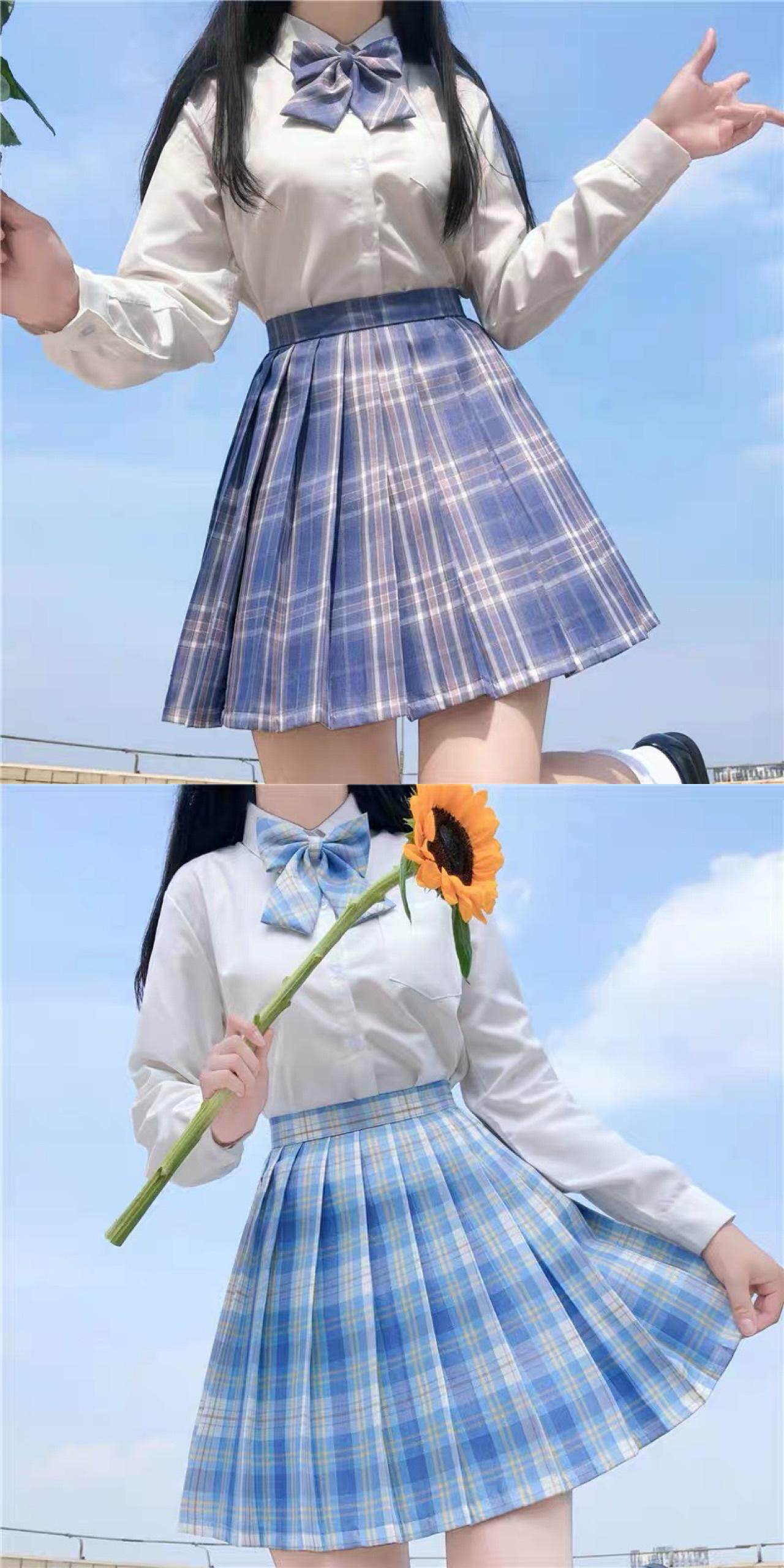 товар из китая jk制服裙正版原创秋冬百褶短裙全套半身裙学院风学生套装格裙女夏