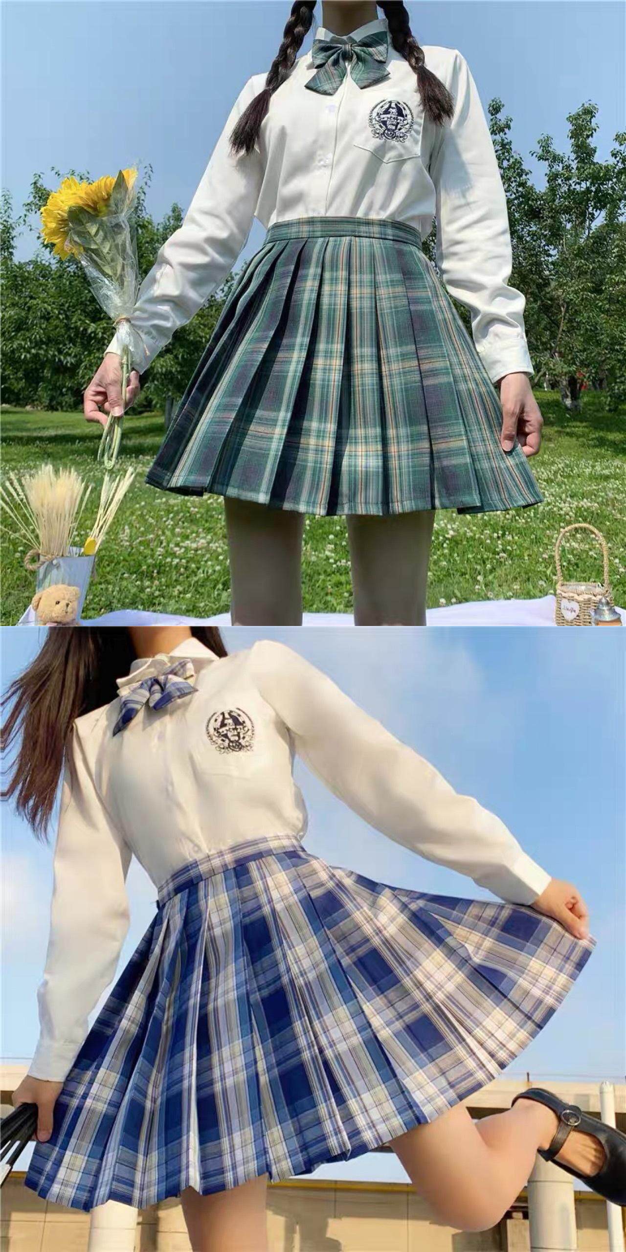 товар из китая jk制服裙正版原创秋冬百褶短裙全套半身裙学院风学生套装格裙女夏