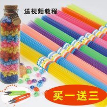 Fold Stars Hose Lucky Gradienter Fluorescent Hand Woven Finished Night Light Bicolor Fold Paper Tubes Plastic Glue Straws