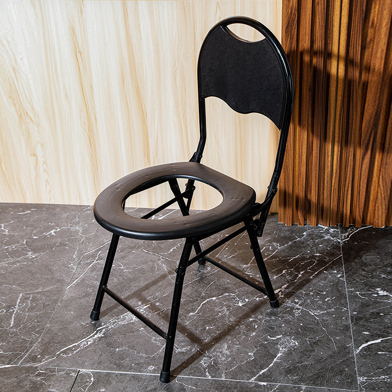 Backrest sitting defecating chair Foldable pregnant woman Toilet stainless steel portable toilet stool for home mobile toilet-Taobao