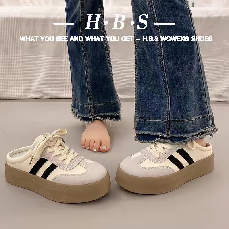 Thick-Soled Closed-Toe Slippers for Outdoor Wear, 2026 New Spring and Autumn Style, Student Slip-On Half Slippers, Half-Closed Mules for Women