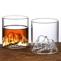 Home Kitchen Whiskey Glass Mountain Wooden Bottom Wine