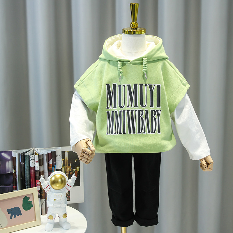 Boy's spring clothing waistcoat 2022 new Korean version Children's trend Even hat casual vest Fashion 100 lap clothes for children