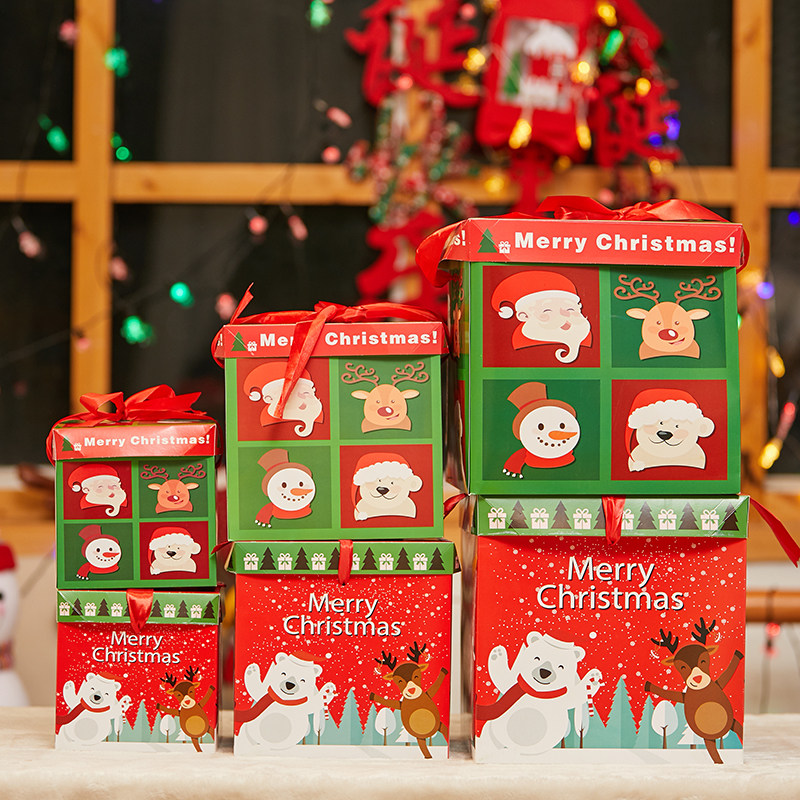 Christmas decorations gift box red gift box creative scene layout shelf Christmas tree dress up supplies ornaments