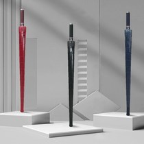 Long - handled umbrella with thick waterproof coat simple wind and sunny dual use large - size 2 - 3 people black umbrella