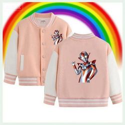 2025 Ultraman Zero Baseball Jacket for Girls, Boys' Pure Cotton Stylish Sweatshirt, Warm Sports Thickened Jacket for Girls