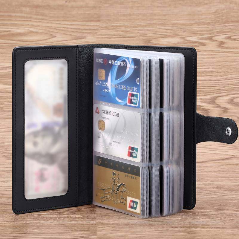 2022 Card Bag Men's Real Cow Leather Large Capacity Long Version Card Clip Card Female Leather Sleeve Multi-Position Card Bag Document