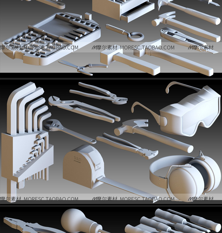 图片[4]-blender五金工具C4D扳手锤子工具箱螺丝刀fbx obj模型3d素材合集-cg男孩