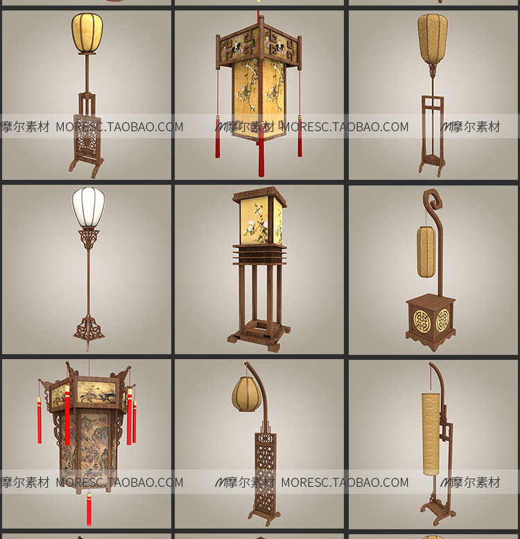 图片[4]-C4D/fbx/obj中式宫廷灯花灯夜灯中国风古代灯笼模型素材带贴图-cg男孩