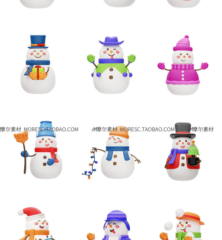 图片[3]-blender卡通圣诞雪人c4d模型礼盒围巾手套帽子3d建模设计素材库-cg男孩