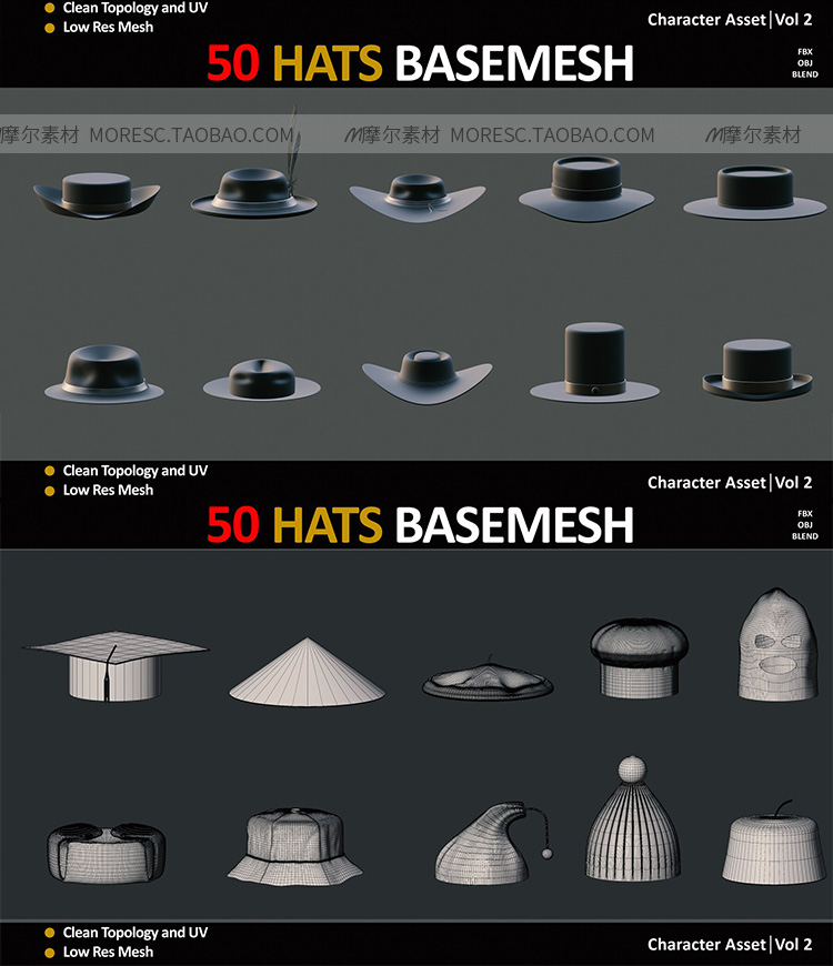 图片[5]-C4D帽子blender棒球帽礼帽冬季贝雷帽羽毛fbx obj模型素材MX461-cg男孩