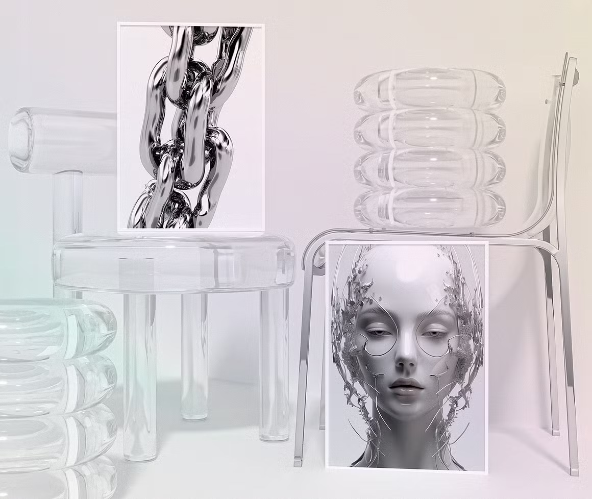 Chrome 3D Design Collection, a Graphic by LarysaZa.jpg