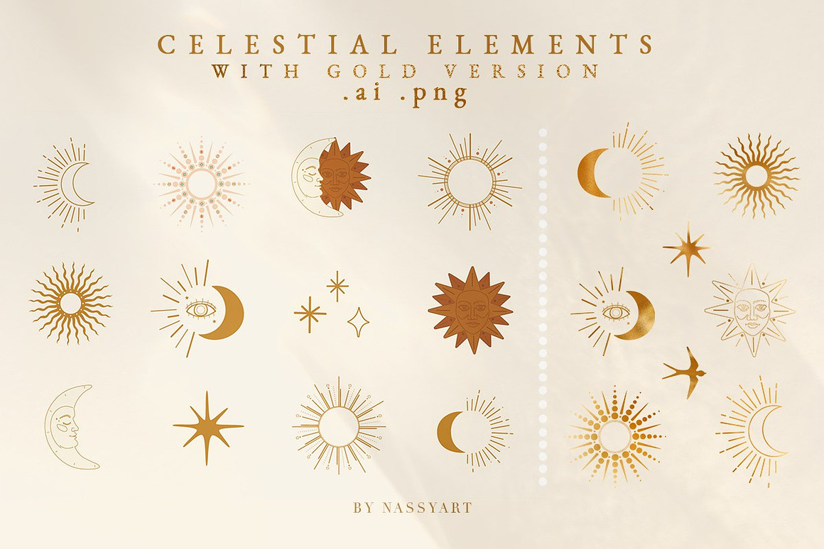 Celestial Fall Abstract Set, a Decorative Illustra.jpg