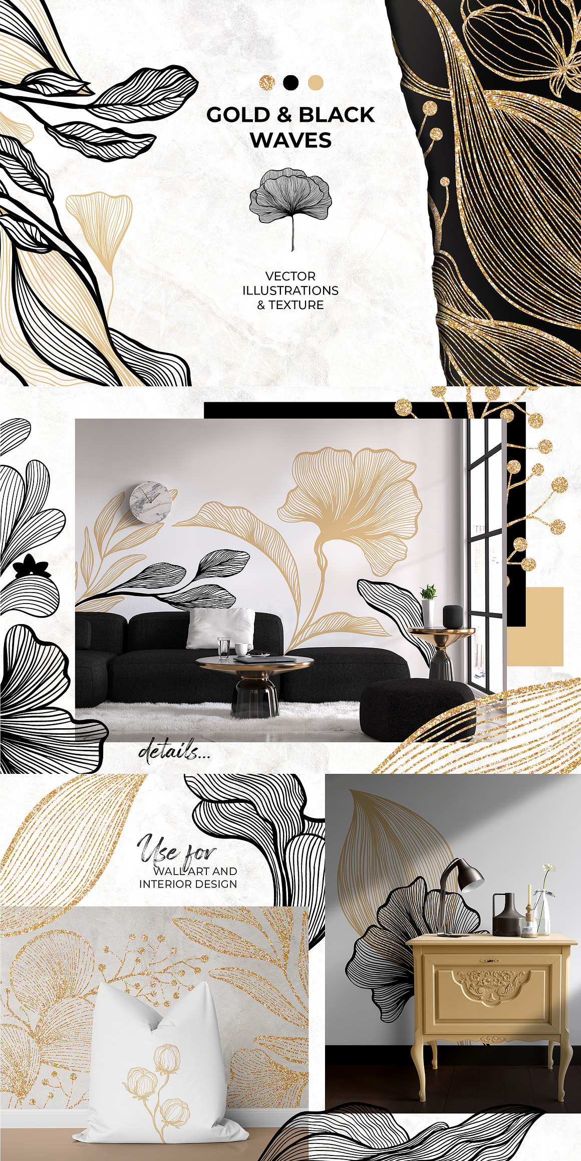 Gold  Black Waves. Lines, Flowers, an Object Graph.jpg