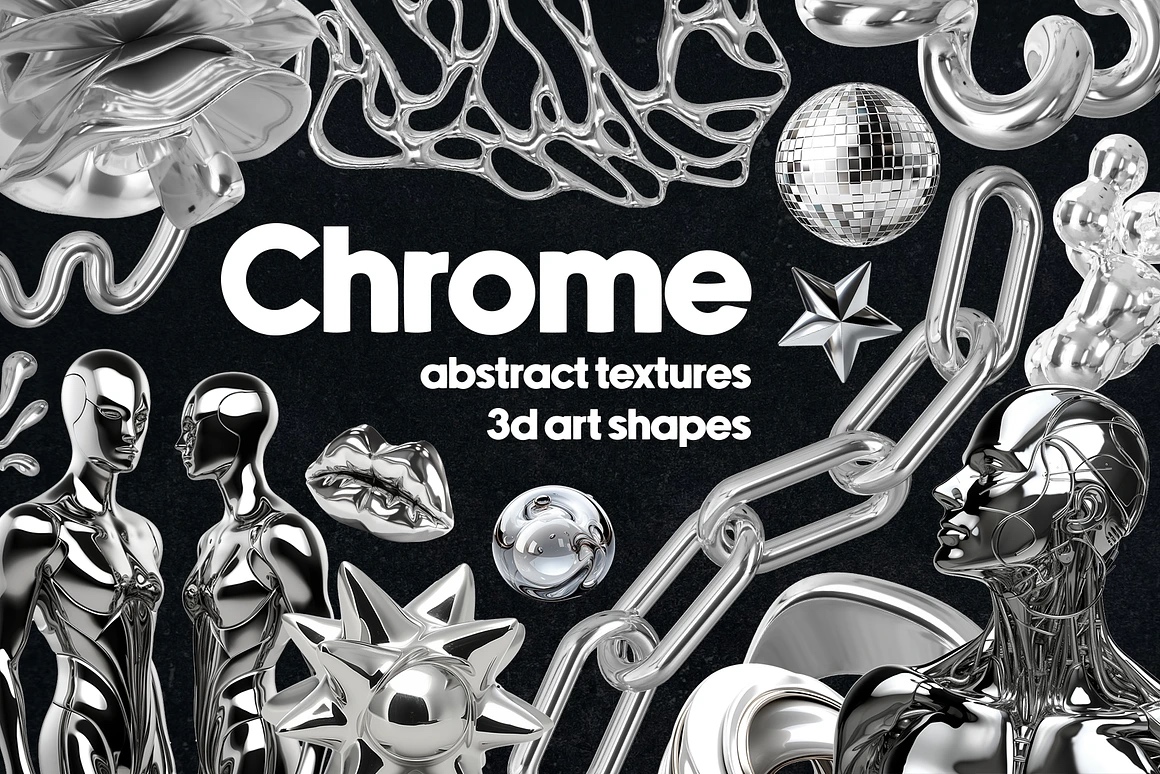 Chrome 3D Design Collection, a Graphic by LarysaZa.jpg