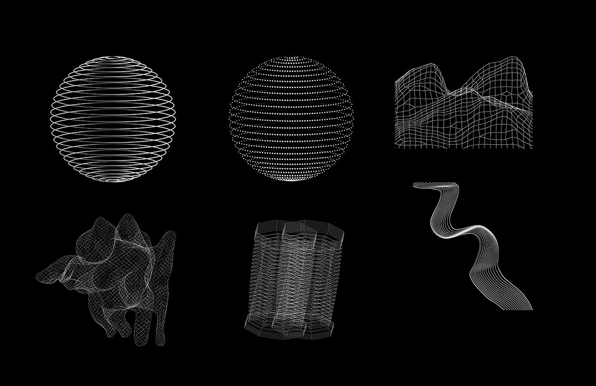 30 Wireframe Vectors, a Decorative Illustration by.jpg