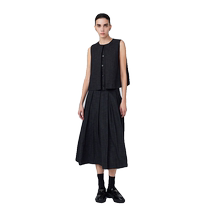 Fabrique imitation denim fabric A-line I-shaped pleated skirt for women 2024 spring and summer new mid-length skirt