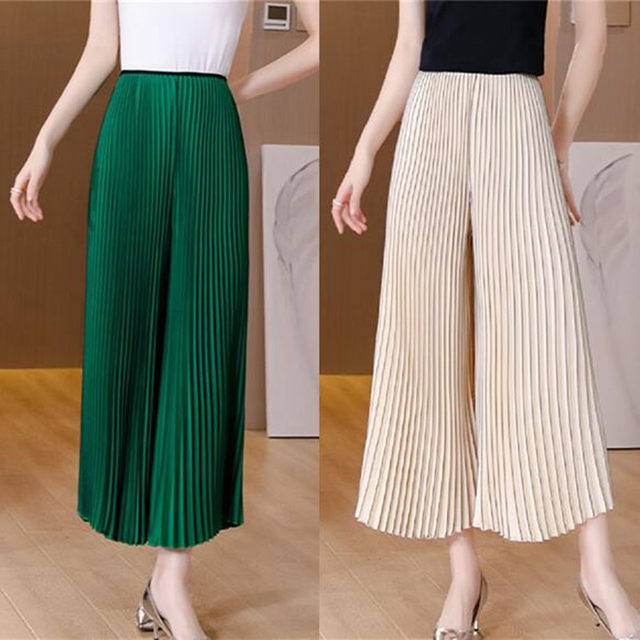 Pleated wide-leg pants women's western style 2022 summer new loose all-match pleated pants drape high waist chiffon pants