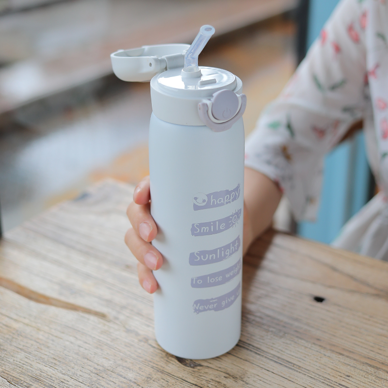 Sun-series stainless steel insulated water glass Sins original Cebu kettle male and female ultra cute creative trend with straw water bottle