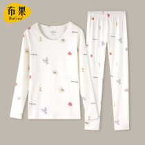 Autumn Clothes Autumn Pants Woman Pure Cotton Girl Big Code Full Cotton Sweatshirt Suit Junior High School Girl Thin style Warm Underwear