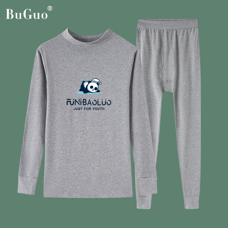 Pure cotton autumn clothes sanitary pants men's thin half high-neck heating clothes mid-neck cold-proof cotton sweater sanitary clothes sanitary pants set