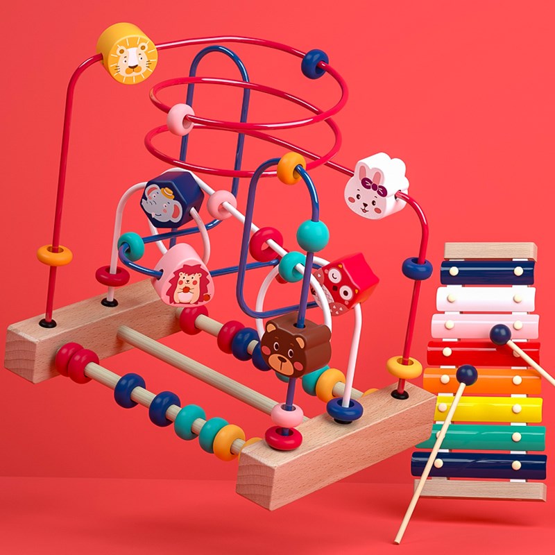 Baby boy circled beads 6-12 months Baby string Everest early lessons intellect toy men and women building blocks 1-2 years 3 0 old