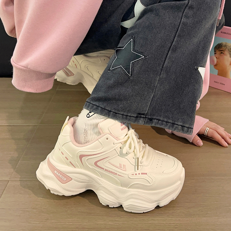 Warrior Shoes Women's Shoes 2026 Spring New Popular Casual Sports Shoes Versatile Lightweight Height-Increasing Thick-Soled Dad Shoes