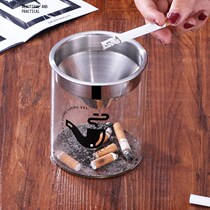 Personality ashtray stainless steel home living room office creative trend fashion Nordic ins Wind suit anti-flying ash