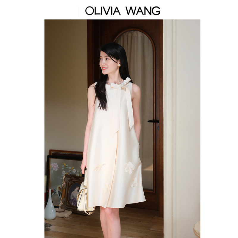 [Same Style as Chen Yanxi] “Moonlight Camellia” Bow Silk Wool Elegant Dress Engagement Dress